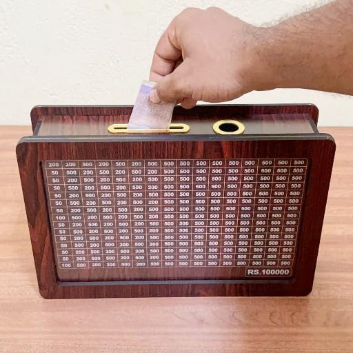 ₹1,00,000 Wooden Savings Challenge Box with Reusable Tracker & Marker