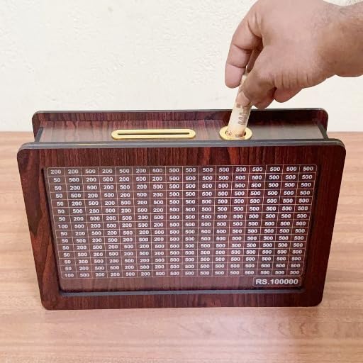 ₹1,00,000 Wooden Savings Challenge Box with Reusable Tracker & Marker